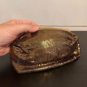 Vintage gold mesh metal clutch purse bag handbag